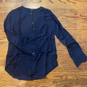 J.Crew Navy Drapey Crepe Henley Tunic